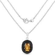 Bids.com 5.85 Carat Genuine Citrine and Black Spinel .925 Sterling Silver Pendant Pendants White Smoke
