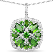 Bids.com 3.25 Carat Genuine Chrome Diopside and White Zircon .925 Sterling Silver Pendant Pendants White Smoke