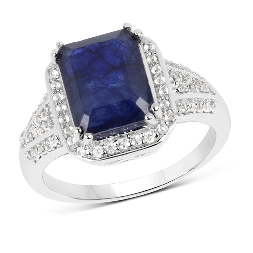 Bids.com 4.80 Carat Glass Filled Sapphire and White Topaz .925 Sterling Silver Ring Rings White Smoke size 5.00,size 7.00,size 11.00,size 6.00,size 8.00,size 9.00,size 10.00