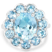 Bids.com 8.67 Carat Genuine Blue Topaz .925 Sterling Silver Ring Rings White Smoke size 8.00,size 5.00,size 6.00,size 7.00,size 9.00
