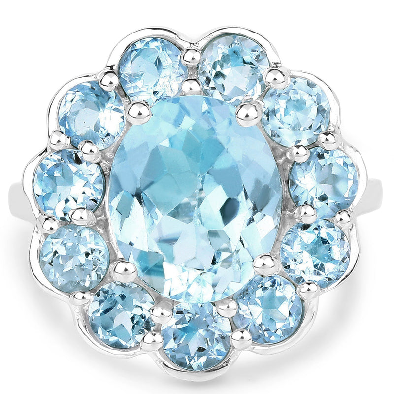 Bids.com 8.67 Carat Genuine Blue Topaz .925 Sterling Silver Ring Rings White Smoke size 8.00,size 5.00,size 6.00,size 7.00,size 9.00