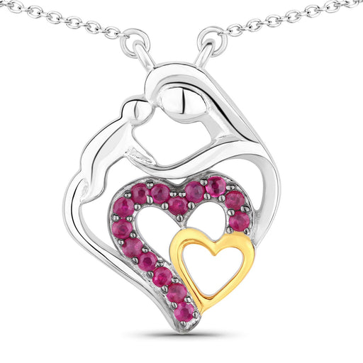 Bids.com 0.28 Carat Genuine Ruby .925 Sterling Silver Pendant Pendants White Smoke size 18.00