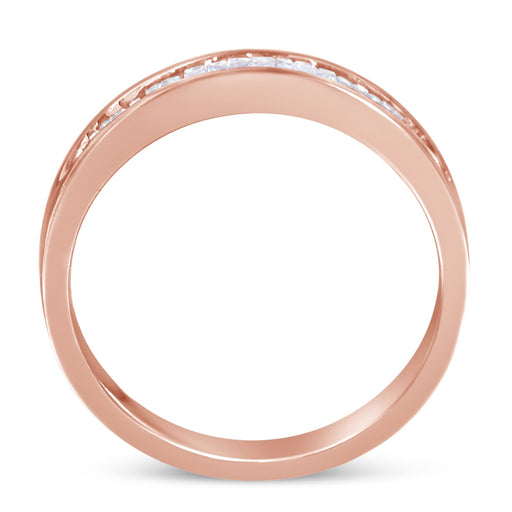 Bids.com 10K Rose Gold over .925 Sterling Silver 1/5 Cttw Diamond Channel-Set Stackable Band Ring (H-I Color, I1-I2 Clarity) - Size 6 3/4 Rings White Smoke 7.25 / Rose.Sterling Silver,7 / Rose.Sterling Silver,6.75 / Rose.Sterling Silver