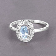 Bids.com 0.44 Carat Genuine Aquamarine and White Diamond 14K White Gold Ring Rings Light Slate Gray size 7.00,size 5.00,size 6.00,size 8.00,size 9.00