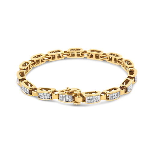 Bids.com 14K Yellow Gold 2 1/2 Cttw Princess-Cut Diamond Link Tennis Bracelet (H-I Color, SI2-I1 Clarity) - 7.25" Bracelets White Smoke Yellow.Gold / 7.25