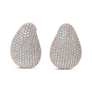 Bids.com 18K Rose Gold 13 1/5 Cttw Micro-Pave Diamond Sculptural Design Statement Omega Back Earrings (G-H Color, SI1-SI2 Clarity) Earrings White Smoke Rose.Gold / 13.19