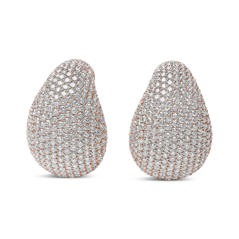 Bids.com 18K Rose Gold 13 1/5 Cttw Micro-Pave Diamond Sculptural Design Statement Omega Back Earrings (G-H Color, SI1-SI2 Clarity) Earrings White Smoke Rose.Gold / 13.19