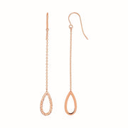 Bids.com Textured Pear Shaped Long Drop Earrings in 14k Rose Gold Earrings White Smoke Rose Gold