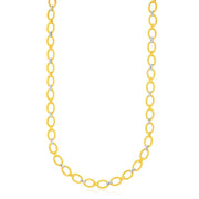 Bids.com 14k Two-Tone Gold Multi-Textured Oval Link Fancy Necklace Necklaces White Smoke 18 / Two-Tone Gold