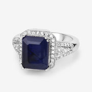 Bids.com 4.80 Carat Glass Filled Sapphire and White Topaz .925 Sterling Silver Ring Rings White Smoke size 5.00,size 7.00,size 11.00,size 6.00,size 8.00,size 9.00,size 10.00