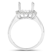 Bids.com 0.58 Carat Genuine White Diamond 14K White Gold Semi Mount Ring - holds 9.00mm Round Gemstone Rings White Smoke size 6.00,size 7.00,size 8.00