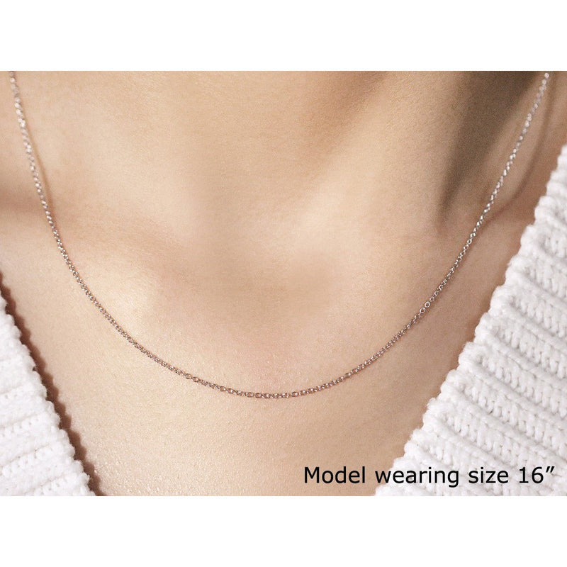 Bids.com 14k White Gold Round Cable Link Chain 1.1mm Necklaces Tan 16 / White Gold,18 / White Gold