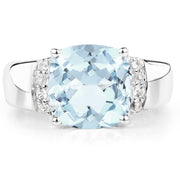 Bids.com 4.58 Carat Genuine Blue Topaz and White Topaz .925 Sterling Silver Ring Rings White Smoke size 6.00,size 7.00,size 8.00,size 5.00,size 9.00,size 11.50