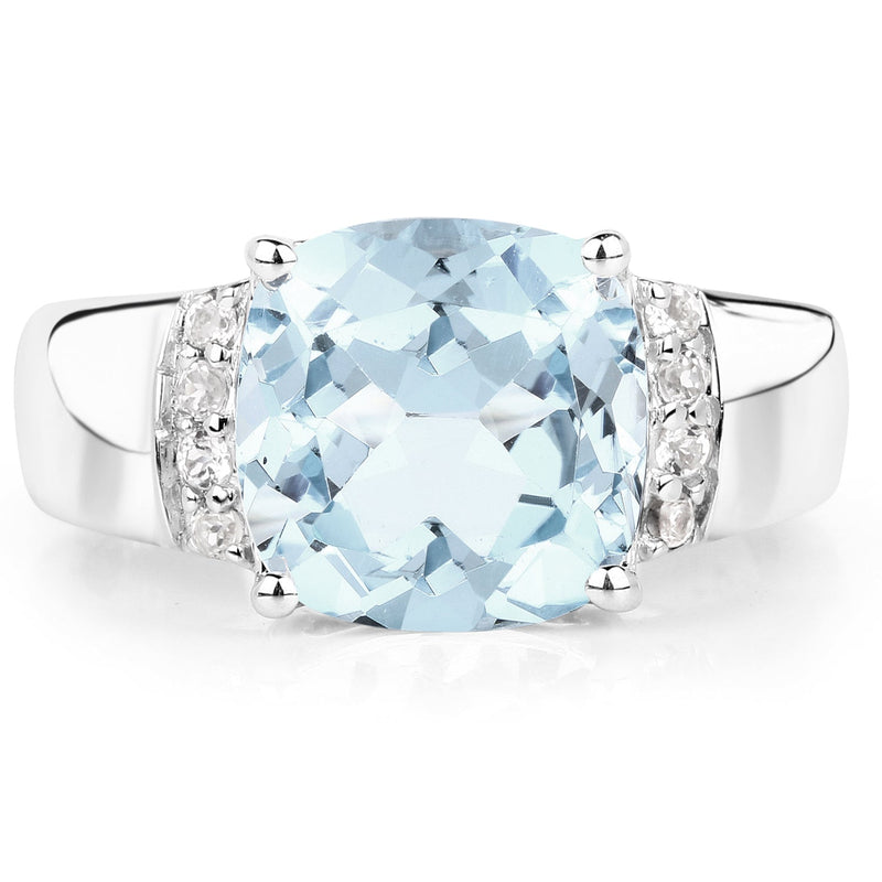 Bids.com 4.58 Carat Genuine Blue Topaz and White Topaz .925 Sterling Silver Ring Rings White Smoke size 6.00,size 7.00,size 8.00,size 5.00,size 9.00,size 11.50