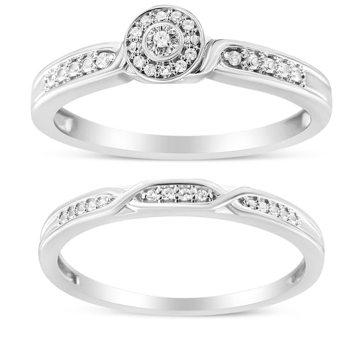 Bids.com .925 Sterling Silver Diamond Accent Frame Twist Shank Bridal Set Ring and Band (I-J Color, I3 Clarity) - Size 7 Rings White Smoke 7 / White.Sterling Silver,9 / White.Sterling Silver,6 / White.Sterling Silver,8 / White.Sterling Silver,5 / White.Sterling Silver,10 / White.Sterling Silver,11 / White.Sterling Silver,12 / White.Sterling Silver