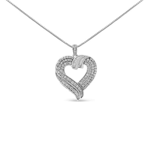Bids.com 14K Yellow Gold Plated .925 Sterling Silver 1.00 Cttw Baguette Diamond Composite Open Heart 18" Inch Pendant Necklace (I-J Color, I1-I2 Clarity) Necklaces White Smoke Yellow.Sterling Silver / 18,White.Sterling Silver / 18