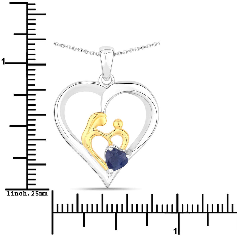 Bids.com 0.50 Carat Genuine Blue Sapphire .925 Sterling Silver Pendant Pendants White Smoke size 18.00