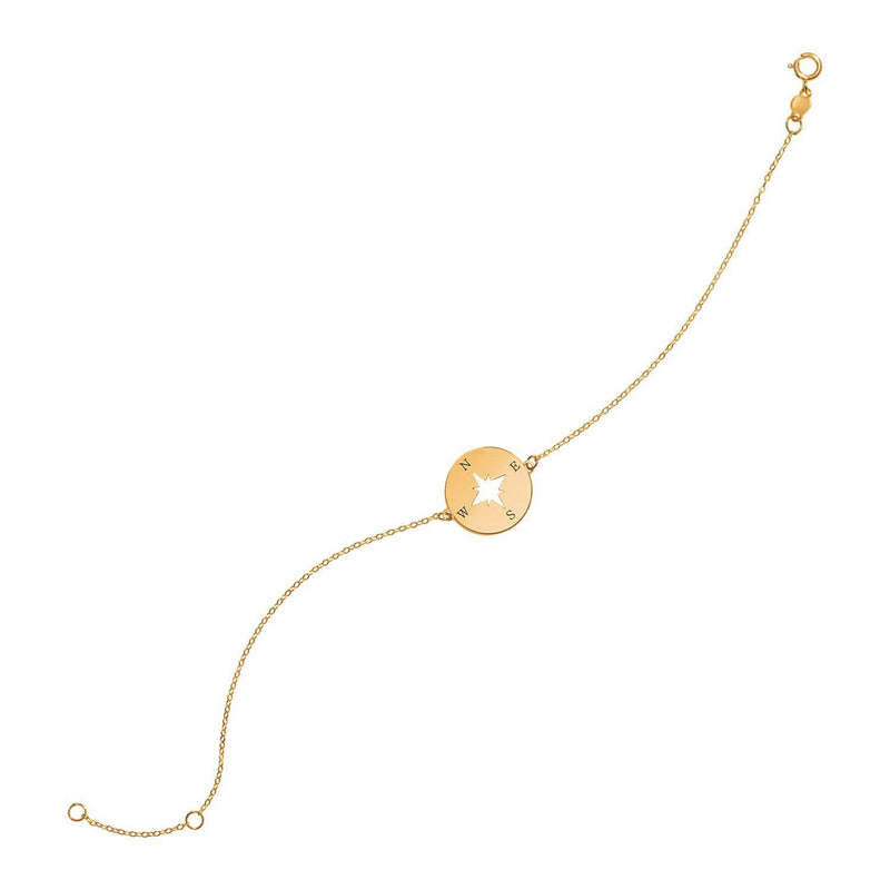 Bids.com 14k Yellow Gold 7 inch Bracelet with Compass Bracelets White Smoke 7 / Yellow Gold