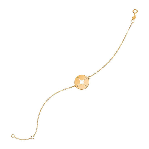 Bids.com 14k Yellow Gold 7 inch Bracelet with Compass Bracelets White Smoke 7 / Yellow Gold