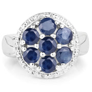 Bids.com 2.10 Carat Genuine Blue Sapphire .925 Sterling Silver Ring Rings White Smoke size 6.00,size 8.00,size 7.00,size 9.00