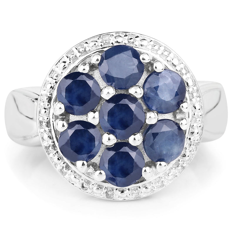 Bids.com 2.10 Carat Genuine Blue Sapphire .925 Sterling Silver Ring Rings White Smoke size 6.00,size 8.00,size 7.00,size 9.00