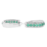 Bids.com 3.42 Carat Genuine Emerald and White Diamond .925 Sterling Silver Earrings Earrings White Smoke