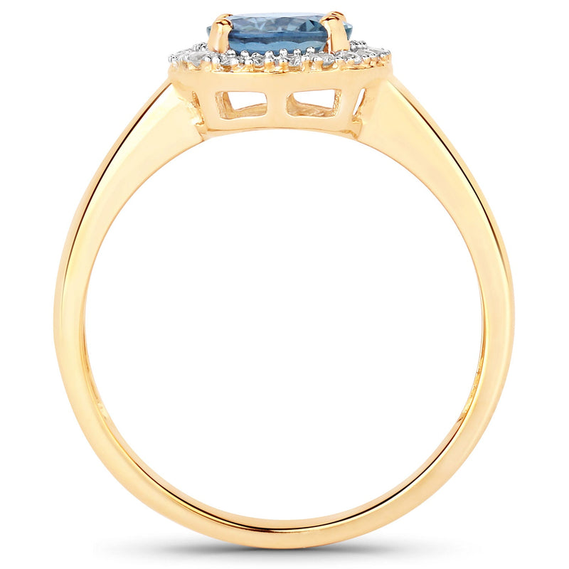 Bids.com 1.03 Carat Genuine Blue Sapphire and White Diamond 14K Yellow Gold Ring Rings White Smoke size 6.00,size 7.00,size 8.00,size 5.00,size 9.00