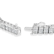 Bids.com 14K White Gold 5.00 Cttw Invisible Set Princess-Cut Diamond Belt and Buckle Tennis 7" Bracelet (H-I Color, SI1-SI2 Clarity) Bracelets White Smoke White.Gold / 7
