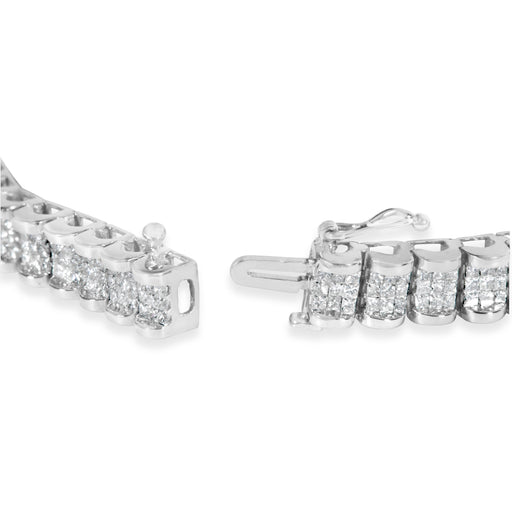 Bids.com 14K White Gold 5.00 Cttw Invisible Set Princess-Cut Diamond Belt and Buckle Tennis 7" Bracelet (H-I Color, SI1-SI2 Clarity) Bracelets White Smoke White.Gold / 7