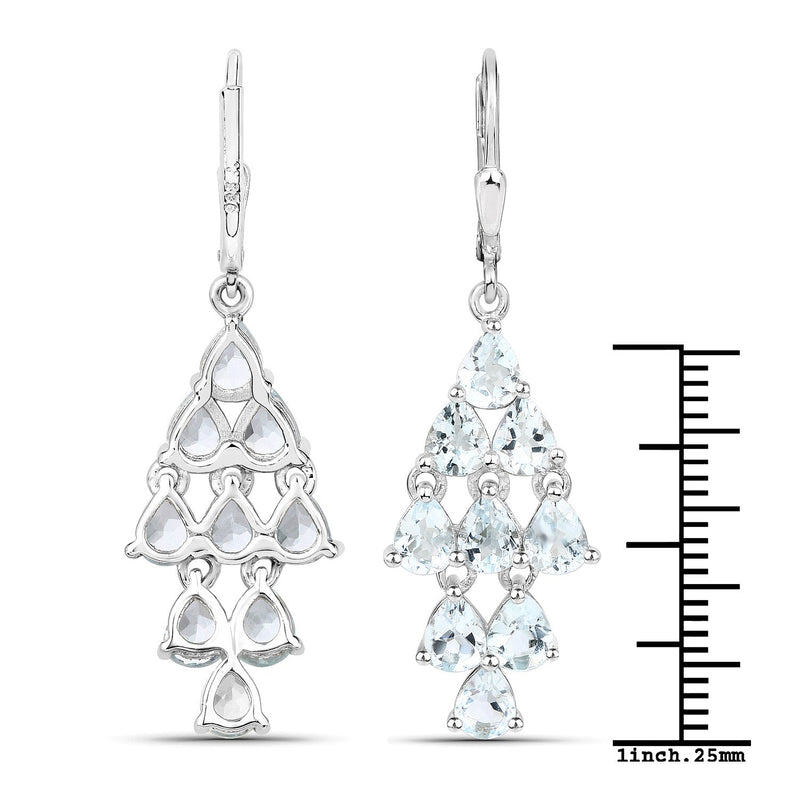 Bids.com 3.96 Carat Genuine Aquamarine .925 Sterling Silver Earrings Earrings White Smoke