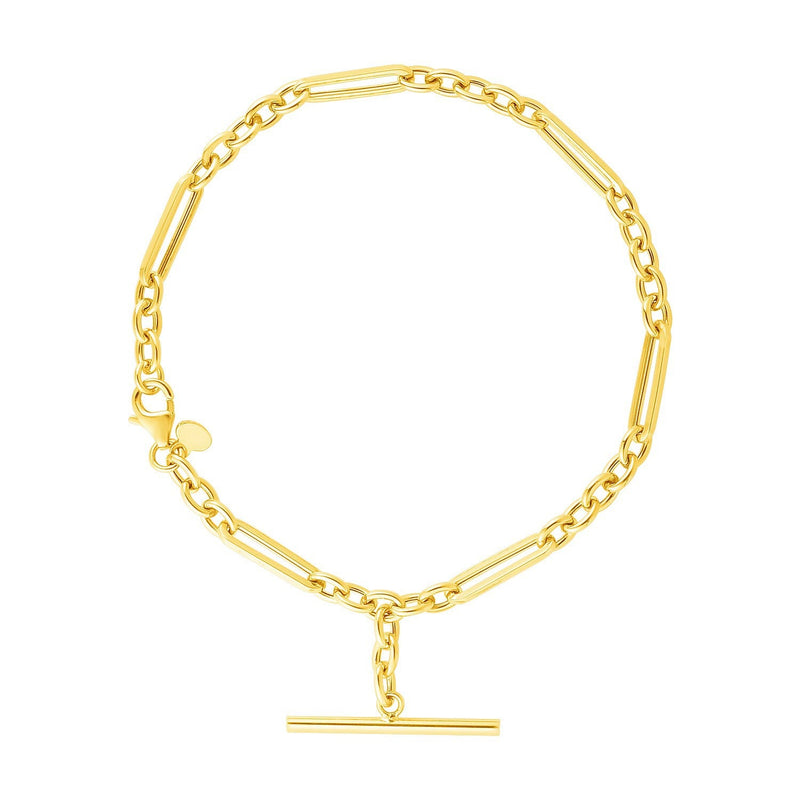 Bids.com 14k Yellow Gold 7 1/5 inch Alternating Oval and Round Chain Bracelet with Toggle Bracelets White Smoke 7.5 / Yellow Gold