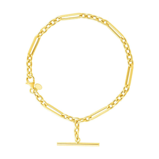 Bids.com 14k Yellow Gold 7 1/5 inch Alternating Oval and Round Chain Bracelet with Toggle Bracelets White Smoke 7.5 / Yellow Gold