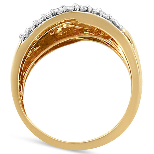 Bids.com 10K Yellow and White Gold 1.0 Cttw Round and Baguette-Cut Diamond Multirow Interwoven Cocktail Ring (I-J Color, I2-I3 Quality) - Size 7 Rings White Smoke 6 / YellowWhite.Gold,9 / YellowWhite.Gold,8 / YellowWhite.Gold,7 / YellowWhite.Gold
