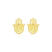 Bids.com 14k Yellow Gold Polished Hand of Hamsa Post Earrings Earrings White Smoke Yellow Gold