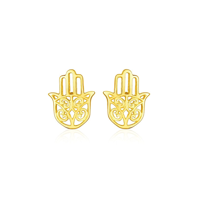 Bids.com 14k Yellow Gold Polished Hand of Hamsa Post Earrings Earrings White Smoke Yellow Gold