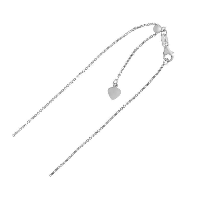 Bids.com Adjustable Cable Chain in 14k White Gold (1.0mm) Necklaces White Smoke 22 / White Gold