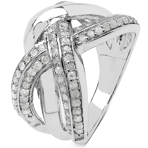 Bids.com 0.55 Carat Genuine White Diamond .925 Sterling Silver Ring Rings White Smoke size 6.00,size 7.00,size 8.00,size 9.00