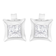 Bids.com 10K White Gold 1/2 Cttw Invisible Set Princess-Cut Diamond Stud Earrings (H-I Color, SI2-I1 Clarity) Earrings White Smoke White.Gold / 0.5151