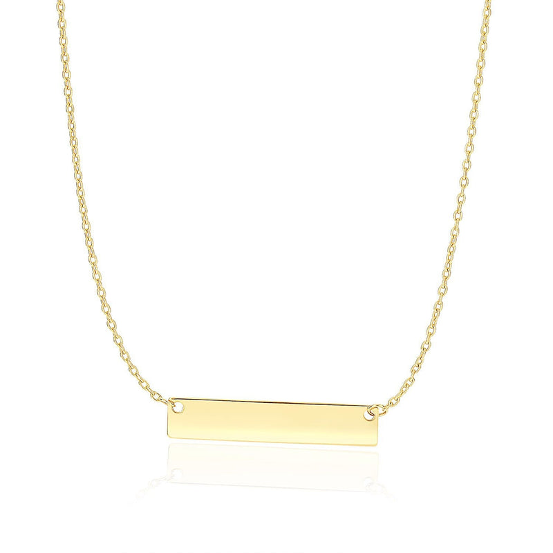 Bids.com 14k Yellow Gold Smooth Flat Horizontal Bar Style Necklace Necklaces White Smoke 18 / Yellow Gold