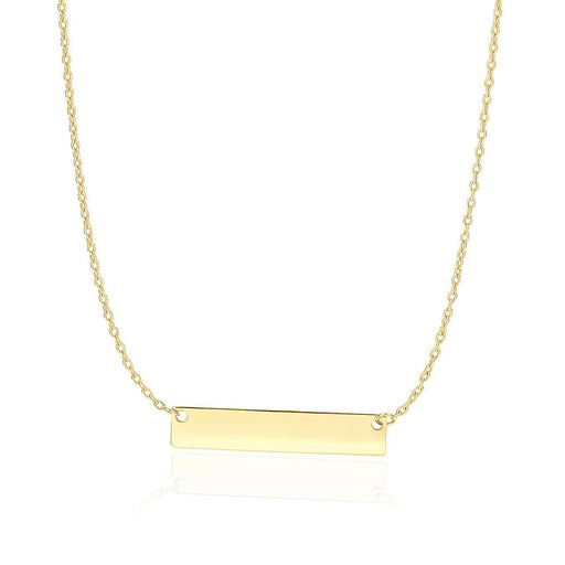 Bids.com 14k Yellow Gold Smooth Flat Horizontal Bar Style Necklace Necklaces White Smoke 18 / Yellow Gold