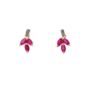Bids.com .58ct Ruby Diamond Earrings 10KT Yellow Gold Earrings White Smoke