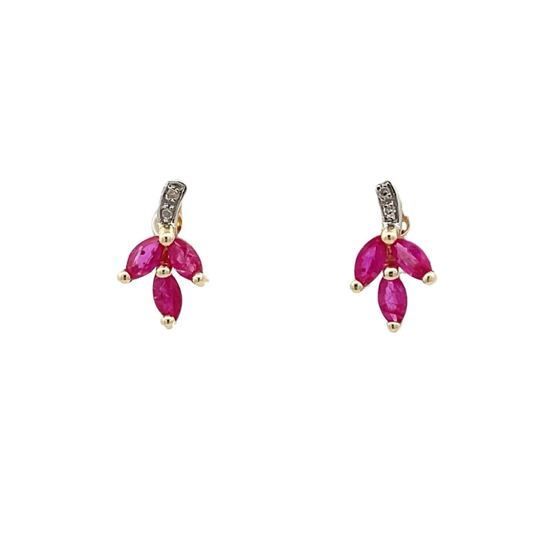 Bids.com .58ct Ruby Diamond Earrings 10KT Yellow Gold Earrings White Smoke