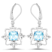 Bids.com 5.30 Carat Genuine Swiss Blue Topaz .925 Sterling Silver Earrings Earrings White Smoke