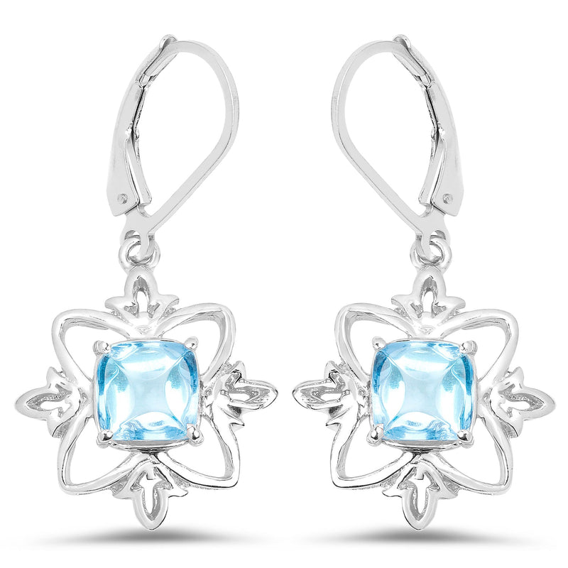 Bids.com 5.30 Carat Genuine Swiss Blue Topaz .925 Sterling Silver Earrings Earrings White Smoke