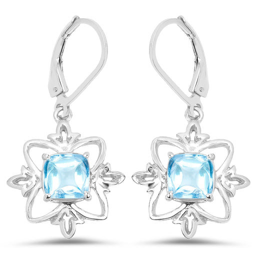 Bids.com 5.30 Carat Genuine Swiss Blue Topaz .925 Sterling Silver Earrings Earrings White Smoke