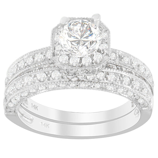 Bids.com 14K White Gold 1 ct. TDW Round Cut Diamond Ring (G-H, I1-I2) Rings White Smoke 6.75 / White.Gold