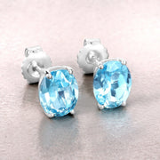 Bids.com 4.00 Carat Genuine Swiss Blue Topaz .925 Sterling Silver Earrings Earrings Light Gray