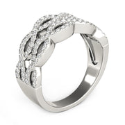 Bids.com Diamond Studded Double Interlocking Waves Ring in 14k White Gold  (5/8 cttw) Rings White Smoke 3 / White Gold,3.5 / White Gold,4 / White Gold,4.5 / White Gold,5 / White Gold,5.5 / White Gold,6 / White Gold,6.5 / White Gold,7 / White Gold,7.5 / White Gold,8 / White Gold,8.5 / White Gold,9 / White Gold