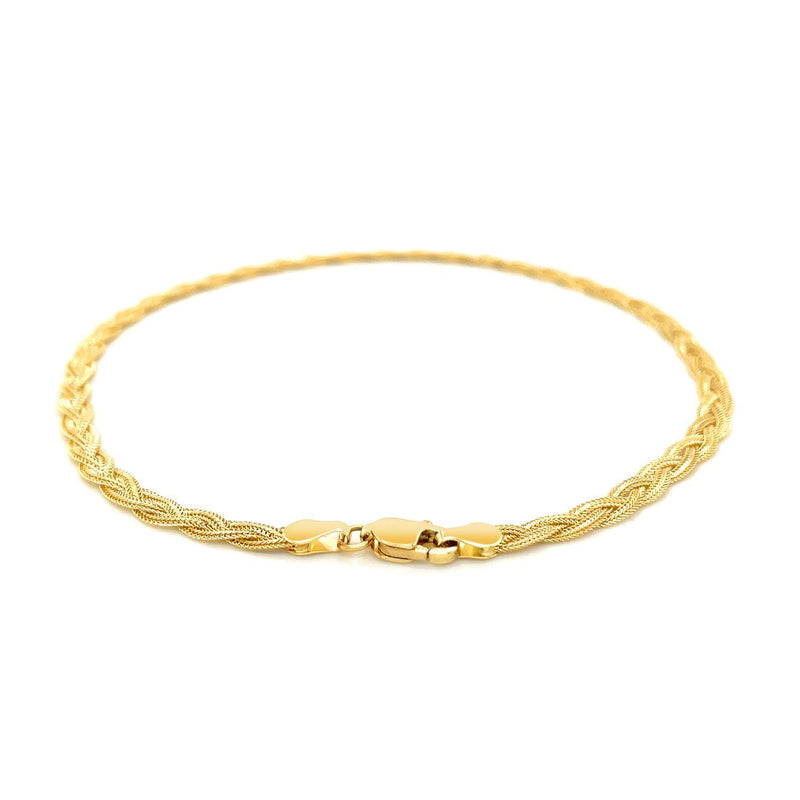 Bids.com 3.5mm 14k Yellow Gold Braided Bracelet Bracelets White Smoke 7 / Yellow Gold