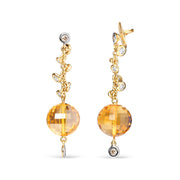 Bids.com 18K Yellow Gold 2/3 Cttw Round Bezel Diamond and 25mm Ball Shaped Yellow Citrine Gemstone Dangle Stud Earring (Brown and G-H Color, SI1-SI2 Clarity) Earrings White Smoke Yellow.Gold / 0.63